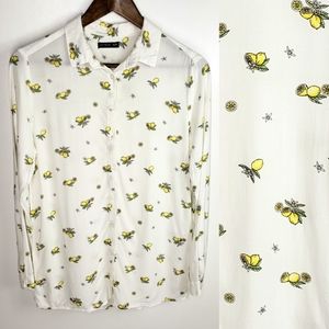 Cotton On Lemon Print Long Sleeve Button Up